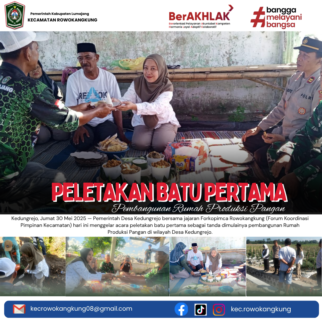 peletakan batu pertama sebagai tanda dimulainya pembangunan Rumah Produksi Pangan di wilayah Desa Ke